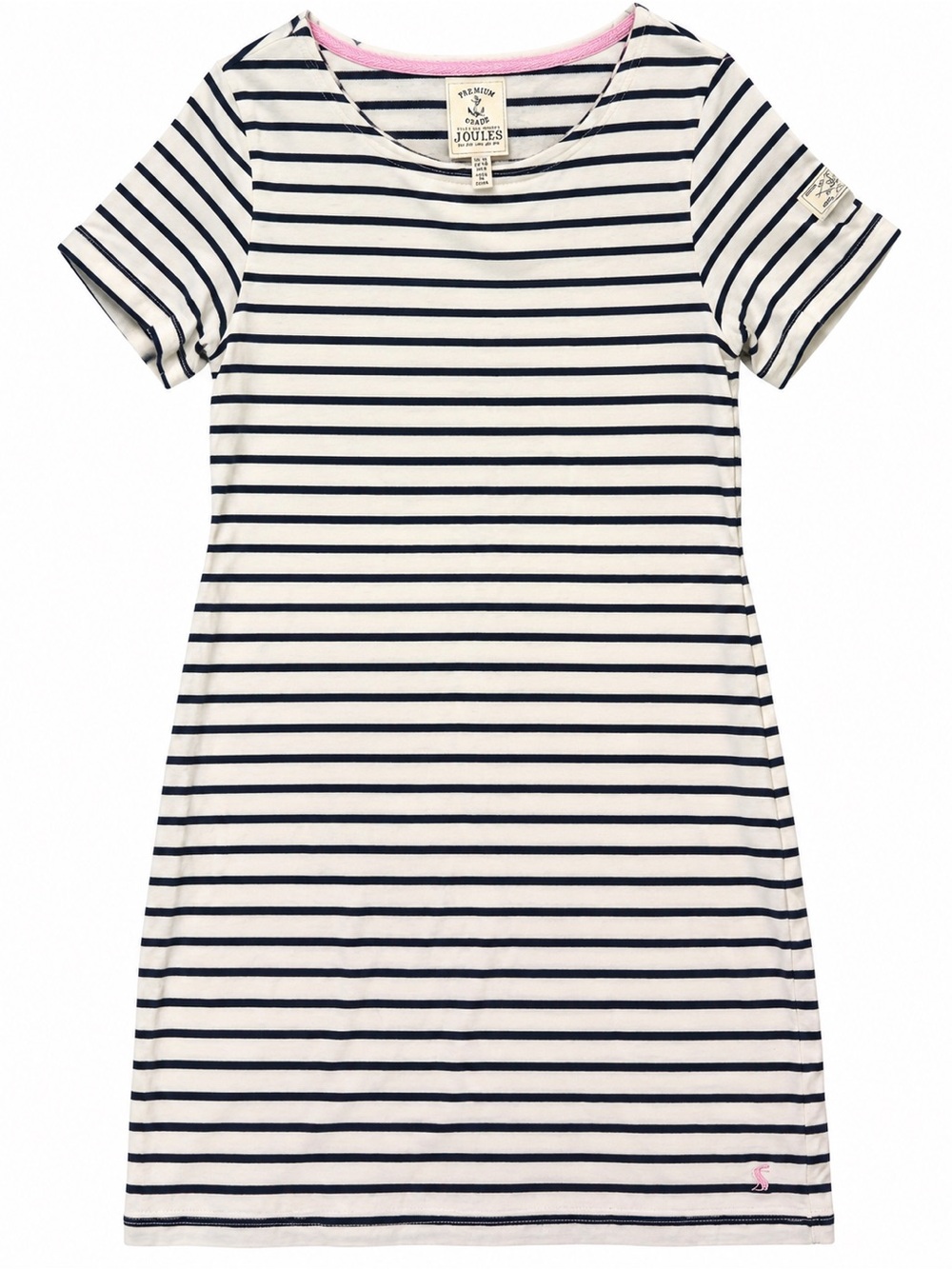 Joules Riviera Navy Cream Stripe Jersey T-Shirt Dress US 6 Nautical Short Sleeve